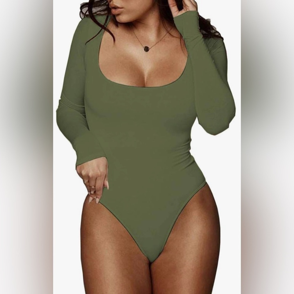 Olive Green Long Sleeve Bodysuit